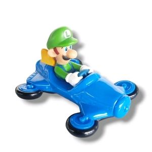 #AA Luigi Mario Kart McDonald's Race Car Toy Blue Happy Meal Nintendo 2014